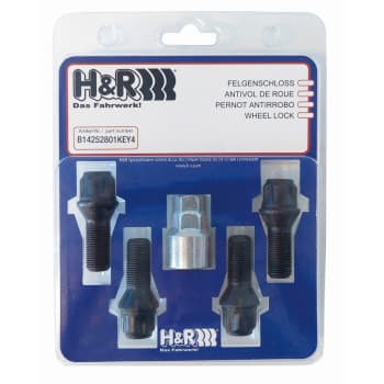 H&amp;R Kit antivol M12x1.50x28mm conique Noir - 4 boulons de blocage avec adaptateur