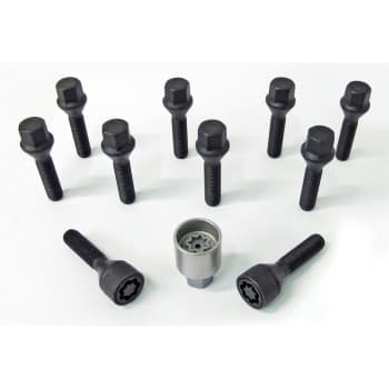 H&R Jeu de boulons de roue coniques M12x1,50 - Longueur 30mm - Noir - 10 pièces - avec blocages de roue