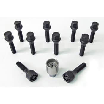 H&R Jeu de boulons de roue conique M12x1,50 - Longueur 35mm - Noir - 10 pièces - avec blocages de roue