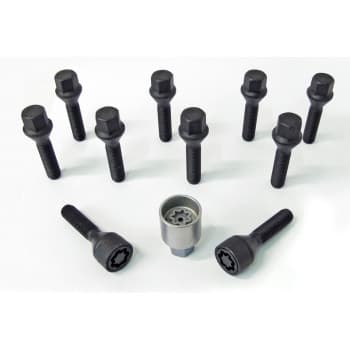 H&R Jeu de boulons de roue coniques M12x1,50 - Longueur 40mm - Noir - 10 pièces - avec antivols de roue