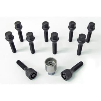 H&R Jeu de boulons de roue coniques M12x1,50 - Longueur 43mm - Noir - 10 pièces - avec blocages de roue