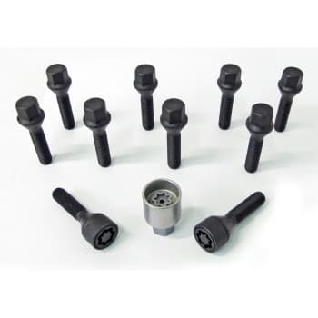 H&R Jeu de boulons de roue coniques M12x1,50 - Longueur 45mm - Noir - 10 pièces - avec blocages de roue