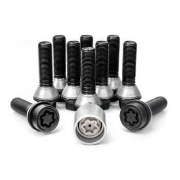 H&R Jeu de boulons de roue coniques avec anneau mobile M14x1,25 - Longueur 43mm - Noir - 10 pièces (par exemple BMW