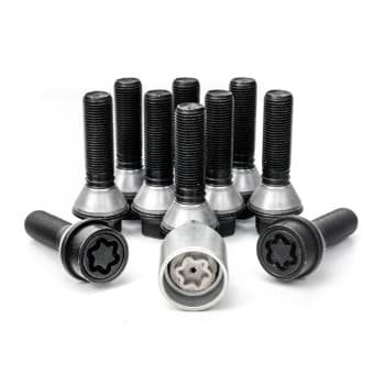 H&R Jeu de boulons de roue coniques avec anneau mobile M14x1,25 - Longueur 46mm - Noir - 10 pièces (par exemple BMW