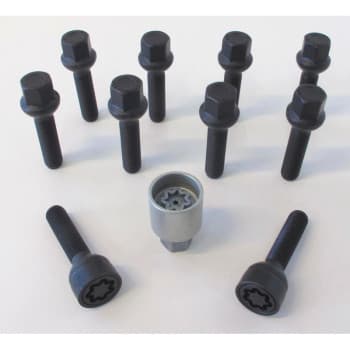 H&R Jeu de boulons de roue convexe R13 M14x1,50 - Longueur 38mm - Noir - 10 pièces (par exemple VAG) - avec blocage