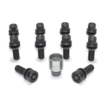 H&R Jeu de boulons de roue convexe R13 M14x1,50 - Longueur 39 mm - Noir - 10 pièces (par exemple Audi S5) - incl.