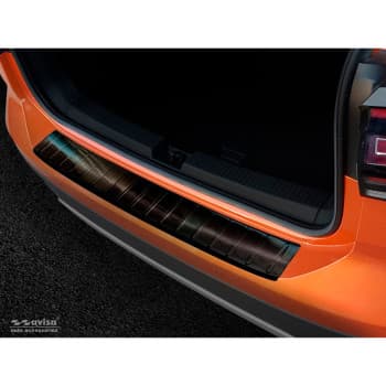 Protection de pare-chocs arrière en acier inoxydable noir Volkswagen T-Cross 2019- 'Ribs'