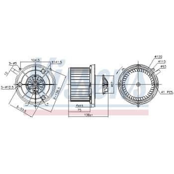 Moteur électrique, pulseur d'air habitacle 87743 Nissens