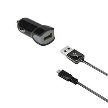 Celly Chargeur voiture 2.4A &amp; câble Micro-USB noir