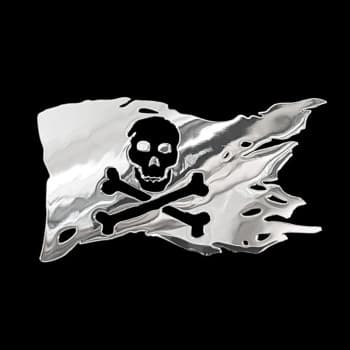 Autocollant Nickel 'Drapeau Pirate' - 40.6x70mm