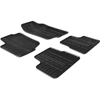 Tapis en caoutchouc pour Peugeot 207 2006- (T-Design 4 pièces + clips de fixation)