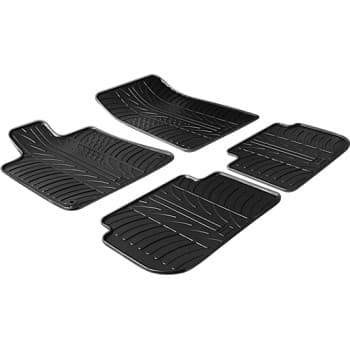 Tapis en caoutchouc adaptés pour Peugeot 407 2004- (T-Design 4 pièces + clips de fixation)