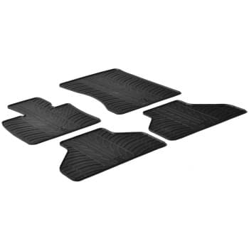 Tapis en caoutchouc pour BMW X5 2006-2012 (T-Design 4 pièces + clips de montage)