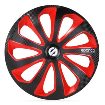 Jeu d'enjoliveurs de roue Sparco 4 pièces Sicilia 13 pouces noir / rouge / carbone