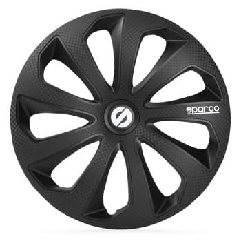 Jeu d'enjoliveurs de roue Sparco 4 pièces Sicilia 14 pouces noir / carbone