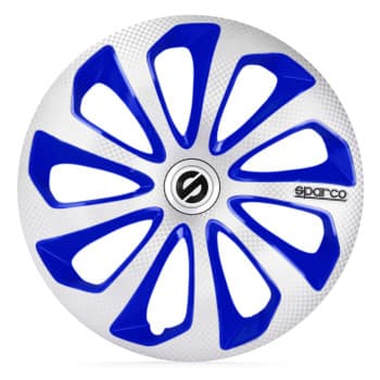 Jeu de enjoliveurs de roue Sparco 4 pièces Sicilia 16 pouces argent / bleu / carbone