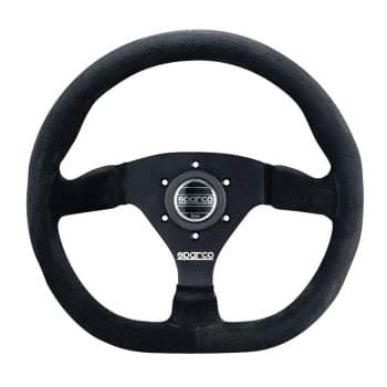 Volant Sport Universel Sparco &#39;L360 Flat&#39; - Daim Noir - Diamètre 330mm