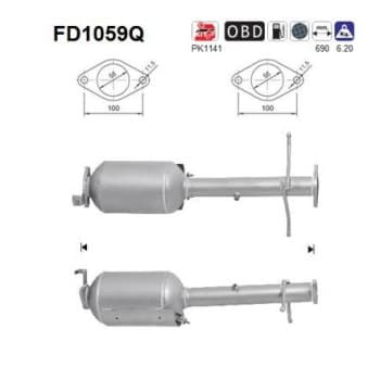 Filtre à particules / à suie, échappement FD1059Q AS