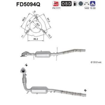 Filtre à particules / à suie, échappement FD5094Q AS