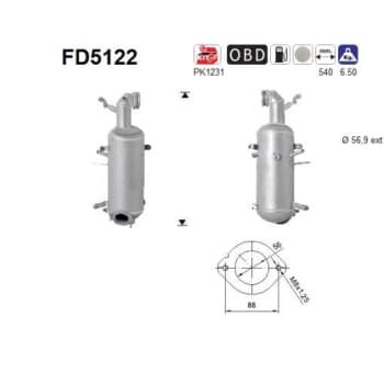 Filtre à particules / à suie, échappement FD5122 AS