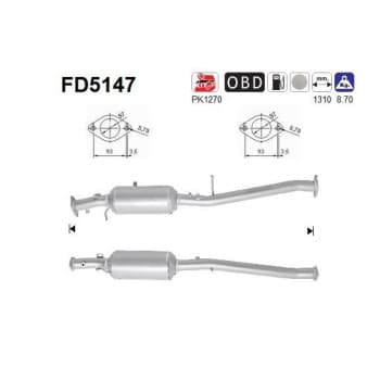 Filtre à particules / à suie, échappement FD5147 AS