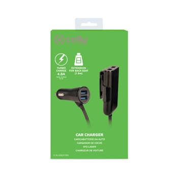 Celly Chargeur de voiture étendre 4 USB noir