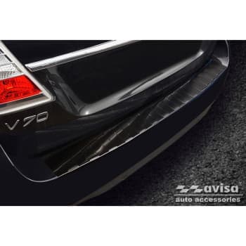 Protecteur de pare-chocs arrière en acier inoxydable noir pour Volvo V70 Facelift 2013-2016 'Ribs'