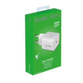 Celly Home Chargeur 1 USB-C 20W Blanc