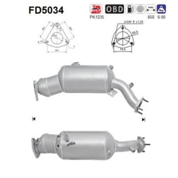 Filtre à particules / à suie, échappement FD5034 AS