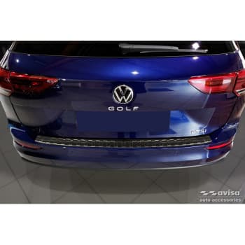 Protecteur de pare-chocs arrière en acier inoxydable noir pour Volkswagen Golf VIII Variant 2020-'Ribs'