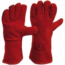 Gants de soudeur croûte de bovin rouge/marron, doublés