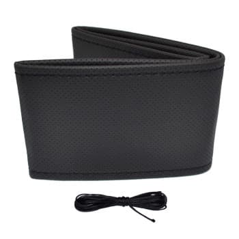 Housse de volant universelle Classic - Cuir PVC perforé noir + Surpiqûres noires (fermeture à lacets)