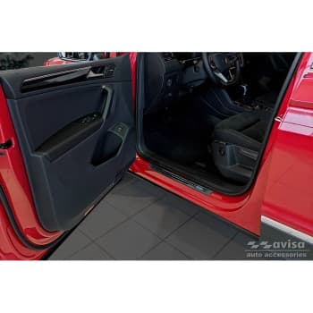 Seuils de portes Inox noirs adaptables pour Volkswagen Tiguan II 2016-2020 & FL 2020- 'Hybrid' - 4 pièces