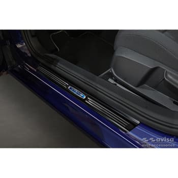 Seuils de porte en acier inoxydable noir pour Volkswagen Golf VIII Hatchback/Variant 2020- 'Hybrid' - 4 pièces
