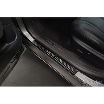Seuil de porte en acier inoxydable noir pour Ford Mustang Mach-E 2020- 'E-Power' - 4 pièces