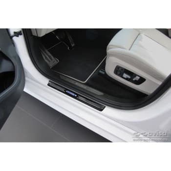 Seuils de porte en Inox noir brillant adaptable à BMW X7 G07 2019- 'Hybrid' - 4 pièces