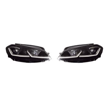 Set Phares LED Look 7.5 pour Volkswagen Golf VII 2012-2017 - Noir - DRL inclus