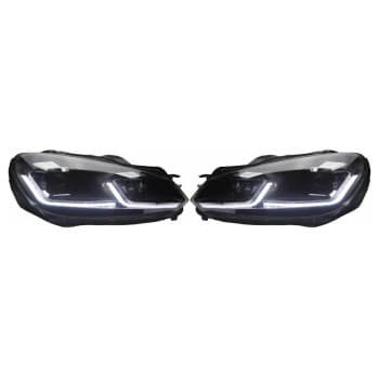 Set Phares LED Look 7.5 pour Volkswagen Golf VI 2008-2012 - Noir - DRL inclus