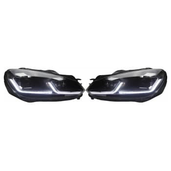 Set Phares LED Look 7.5 pour Volkswagen Golf VI 2008-2012 - Noir - DRL inclus