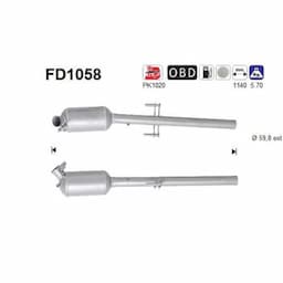 Filtre à particules diesel, système d'échappement FD1058 AS