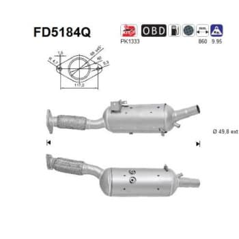 Filtre à particules diesel, système d'échappement FD5184Q AS