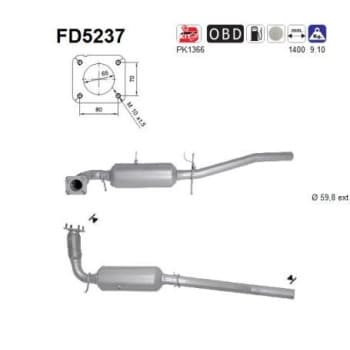 Filtre à particules diesel, système d'échappement FD5237 AS