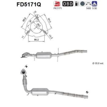 Filtre à particules diesel, système d'échappement FD5171Q AS