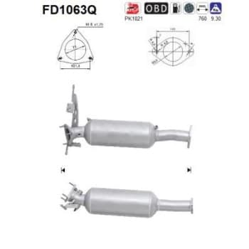 Filtre à particules diesel, système d'échappement FD1063Q AS