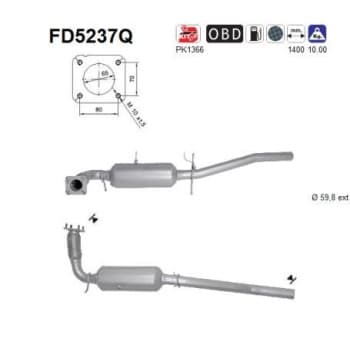 Filtre à particules diesel, système d'échappement FD5237Q AS