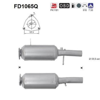 Filtre à particules diesel, système d'échappement FD1065Q AS