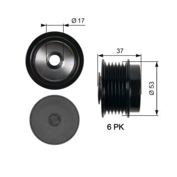 Poulie roue libre, alternateur DriveAlign® OAP7015 Gates