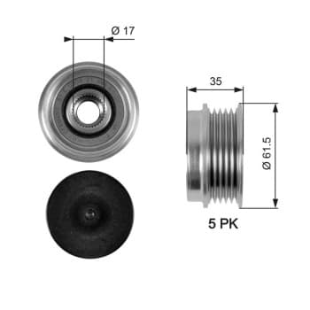 Poulie roue libre, alternateur DriveAlign® OAP7033 Gates