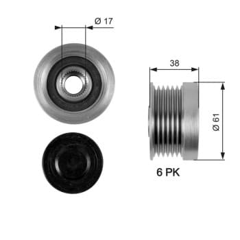 Poulie roue libre, alternateur DriveAlign® OAP7036 Gates