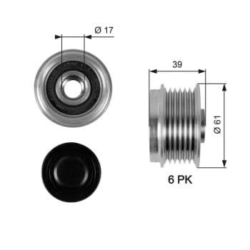 Poulie roue libre, alternateur DriveAlign® OAP7042 Gates